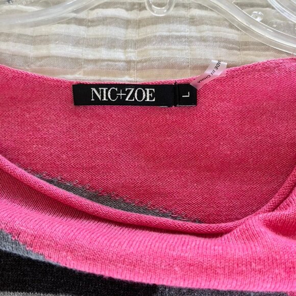 Nic + Zoe Geometric Color Block Tunic Sweater, Lg - Picture 5 of 6